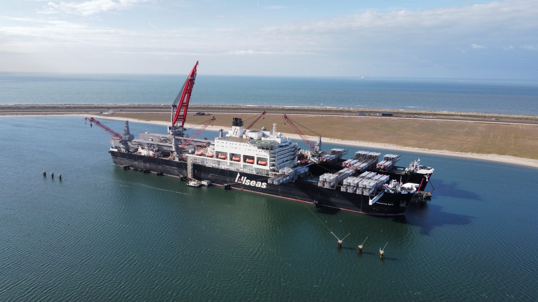 Allseas Pioneering Spirit moored at the Maasvlakte, Rotterdam